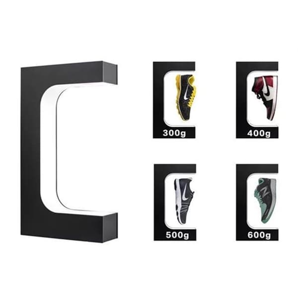 Magnetisk Skodisplayställ, 360° Rotation, LED-belysning, Flytande Design