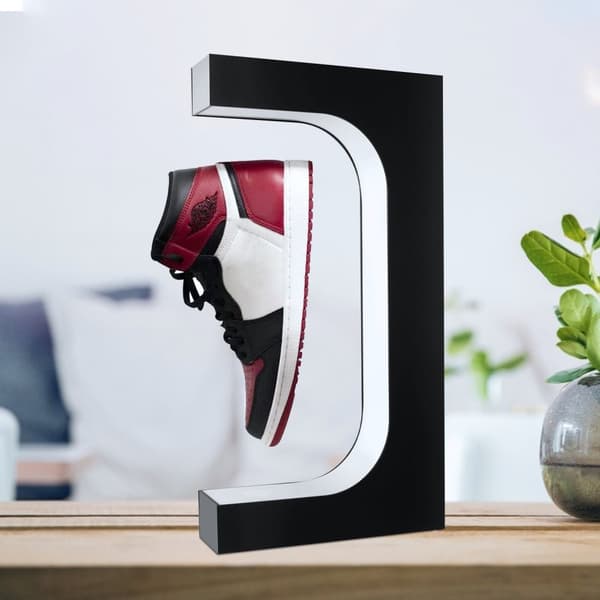 Magnetisk Skodisplayställ, 360° Rotation, LED-belysning, Flytande Design