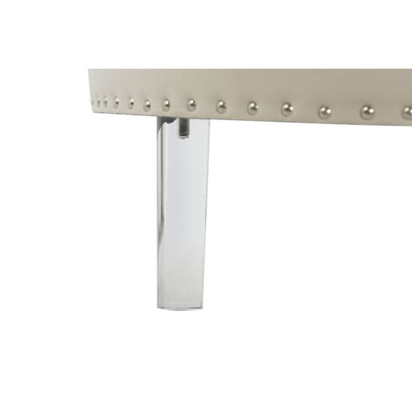 Stol DKD Home Decor Beige Sølvfarvet Polyester Træ MDF 80 x 80 x 43 cm