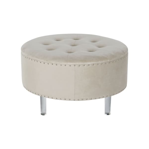 Stol DKD Home Decor Beige Sølvfarvet Polyester Træ MDF 80 x 80 x 43 cm