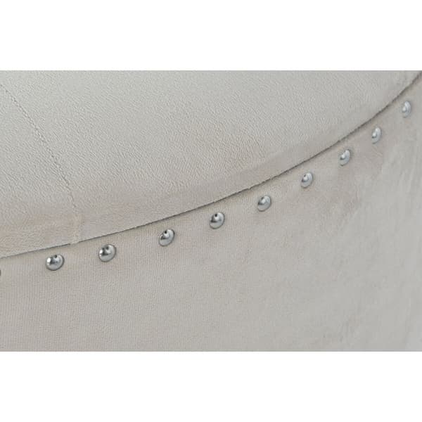 Sittpall DKD Home Decor Beige Silvrig Polyester Trä MDF 80 x 80 x 43 cm