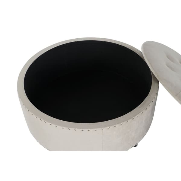 Sittpall DKD Home Decor Beige Silvrig Polyester Trä MDF 80 x 80 x 43 cm