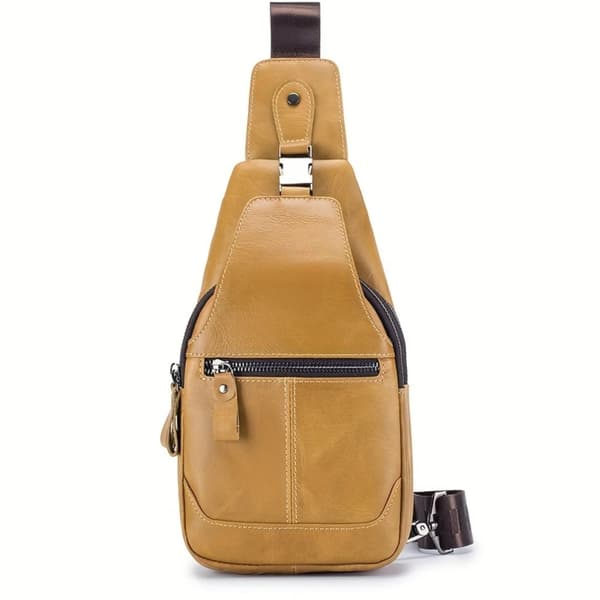 Läderbröstväska, Retro Casual Stil, Justerbar Rem,Gulbrun
