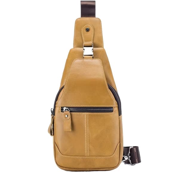 Läderbröstväska, Retro Casual Stil, Justerbar Rem,Gulbrun