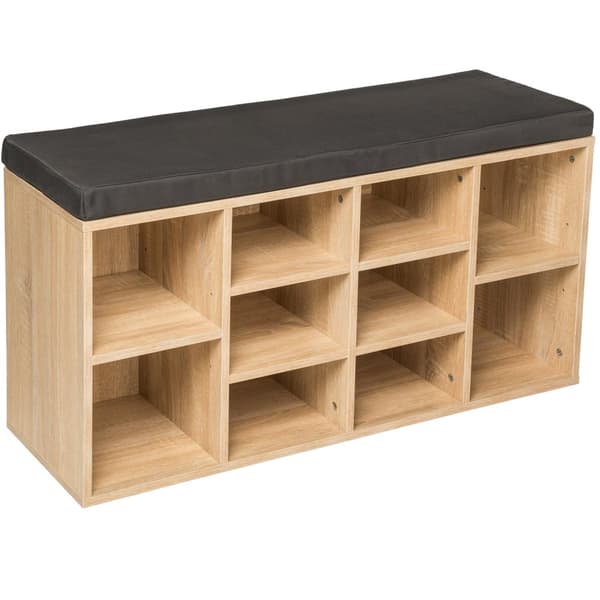 Skoreol med siddepude 103,5x48x30cm - mørkegrå/eg lyse
