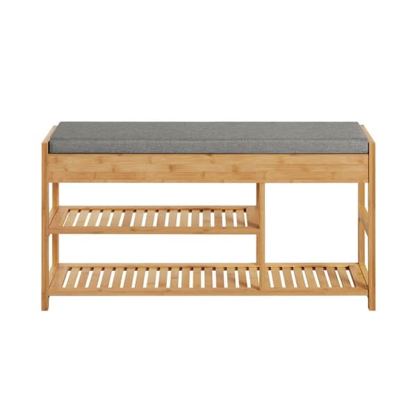 SoBuy Säilytyspenkki Kenkähylly Kenkäkaappi, puukuvio Pituus 90 cm  Leveys 30 cm Korkeus 45 cm FSR47-N