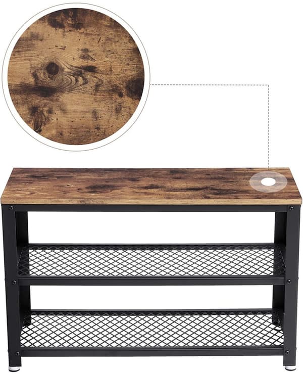 Skohylla Med Sittbänk 73x30x45 cm Vintage brun-svart