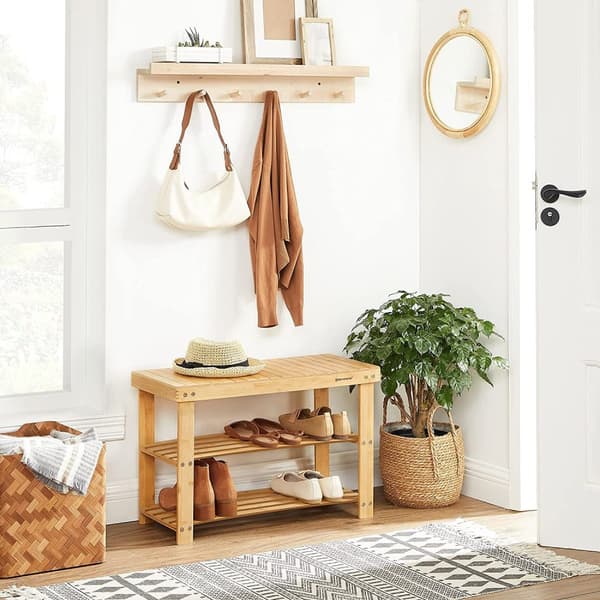 Bambu sittbänk med skoförvaring , 70 x 28 x 45 cm