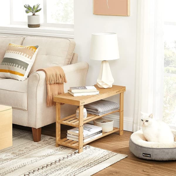 Bambu sittbänk med skoförvaring , 70 x 28 x 45 cm