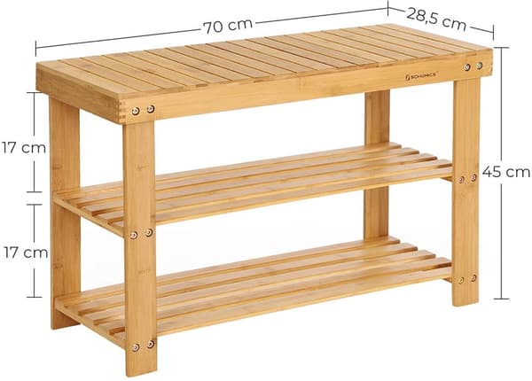 Bambu sittbänk med skoförvaring , 70 x 28 x 45 cm