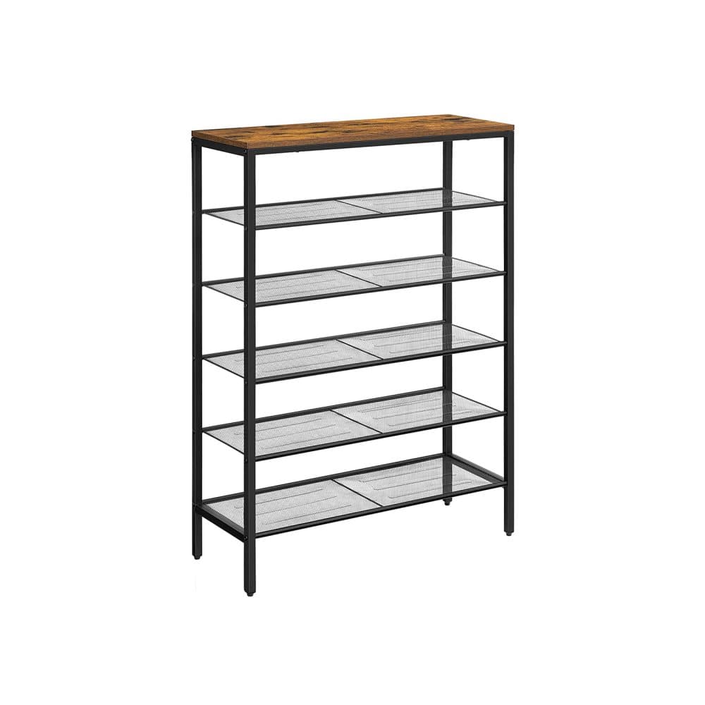 Segenns Living Skoställ med 6 hyllor - Vintage Look - Trä och metall - För 15 par skor - Brunsvart