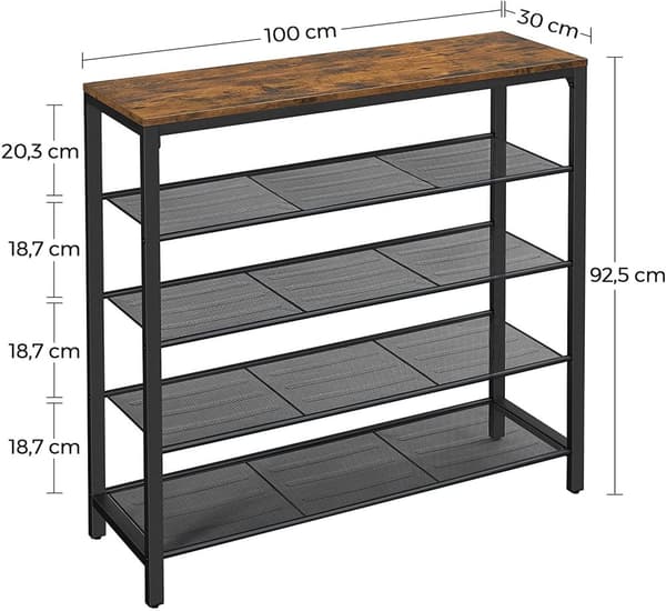 Förvaring / Skohylla - Avlastningsbord med 4 hyllor 100 x 30 x 92,5 cm Industristil