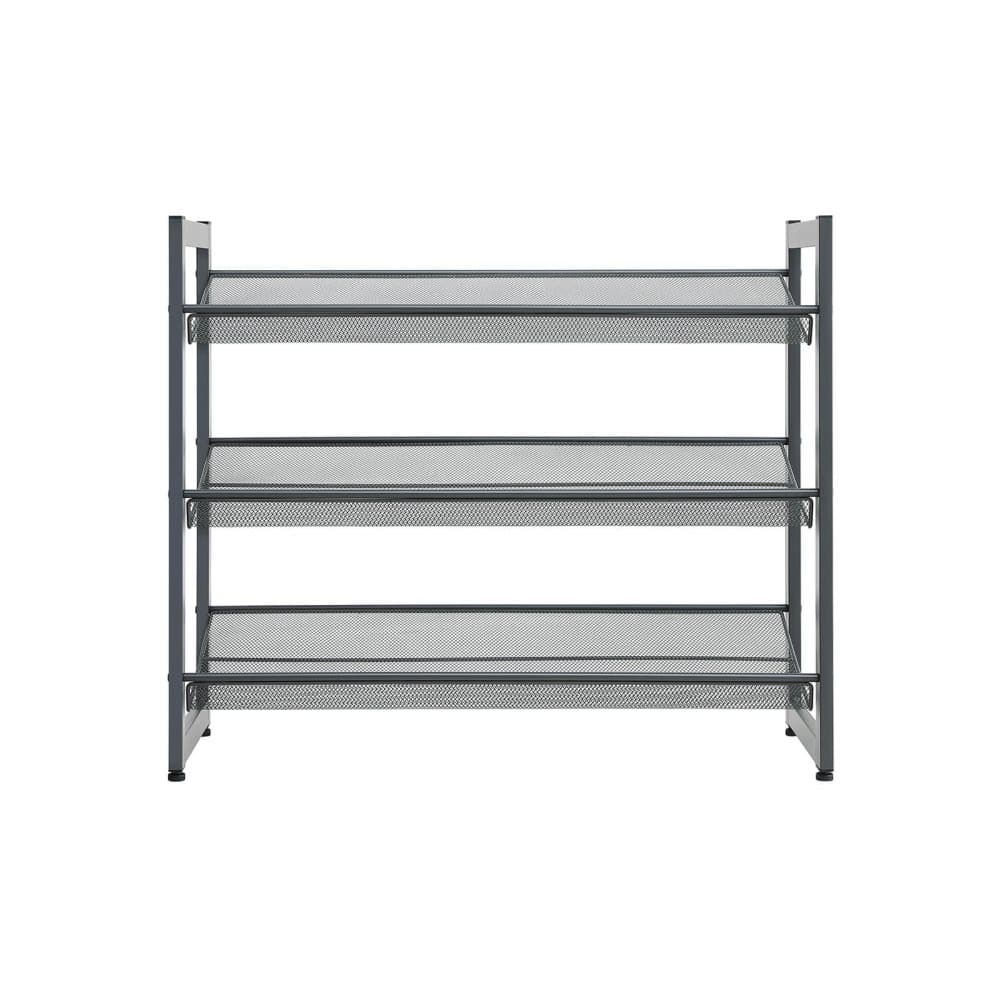 Segenns skoställ - 3 rutnätsnivåer - Skoställ i metall - Justerbar hylla Platta eller lutande hyllor - Stapelbar förvaringsställning för hall, 74 x 62