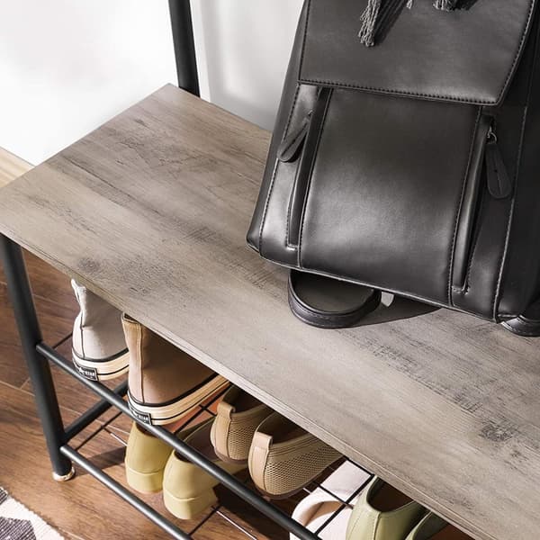 Hallförvaring - klädhängare med skohylla, klädträd - 175 cm, industriell Design, grå / svart