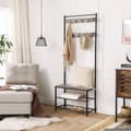 Pikkukuva 9 / 9: Hallförvaring - klädhängare med skohylla, klädträd - 175 cm, industriell Design, grå / svart