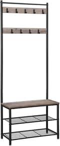 Pikkukuva 1 / 9: Hallförvaring - klädhängare med skohylla, klädträd - 175 cm, industriell Design, grå / svart