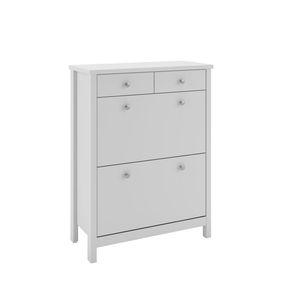 Trone skoskåp med 2 fack och 2 lådor i vit.