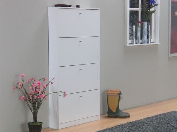 Escape skoskap med 4 dører bredde 75 cm, høyde 148 cm hvit.