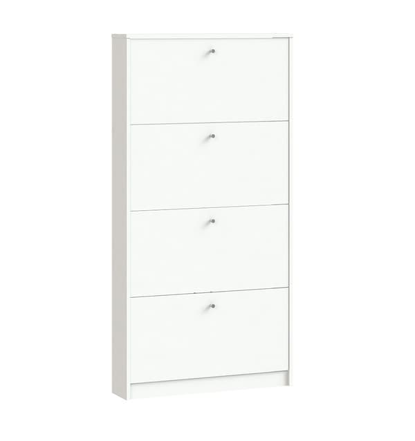 Escape skoskap med 4 dører bredde 75 cm, høyde 148 cm hvit.