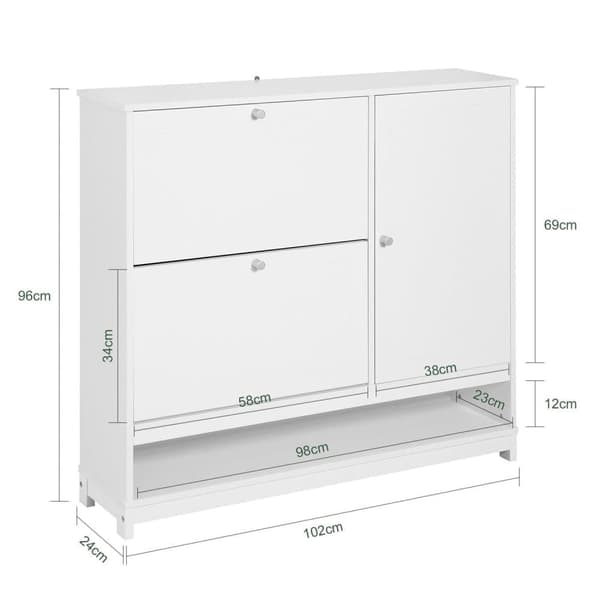 SoBuy Stort skoskab med vippefunktion Skoholder Længde 102 cm Bredde 24cm Højde 96 cm hvid FSR114-W