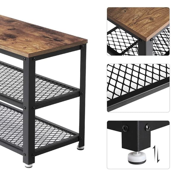 Skoställ med 2 hyllor vintage brun-svart - industriell design