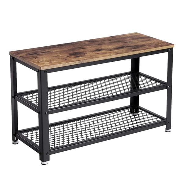 Skostativ med 2 hylder vintage brun-sort - industrielt design