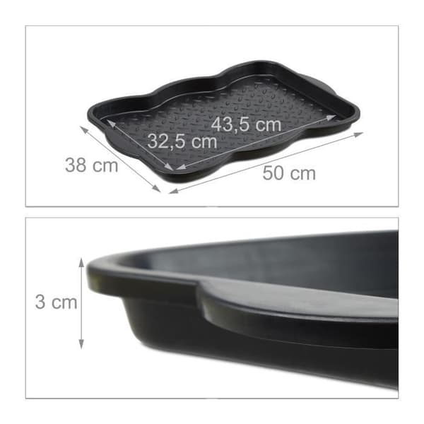 Relaxdays Plattå för torkning av stövlar och skor svart plasttorkningsbricka för 4 skor HxlxB: 3 x 49 x 35 cm, svart
