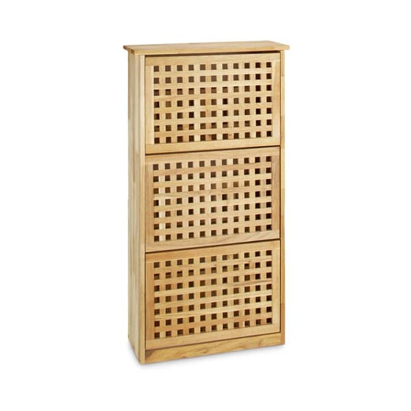 Relaxdays Skoskåp, tillverkat av valnötsträ, H x B x D: 104,3 x 55 x 20,2 cm, hylla, hall eller entré, natur
