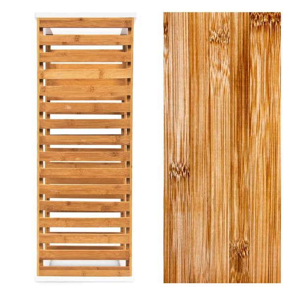 Relaxdays Skoställ, bambu, 2 nivåer, för 6 par, H x B x D: 33 x 70 x 24,5 cm, natur/vit