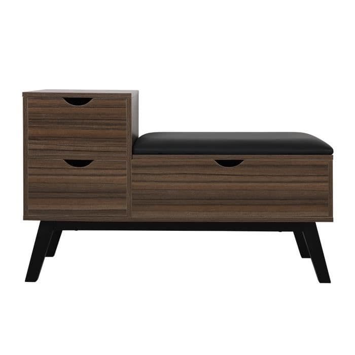 Skoskåp med kudde och 3 lådor - l 100 x d 40 x h 60 cm - gryta