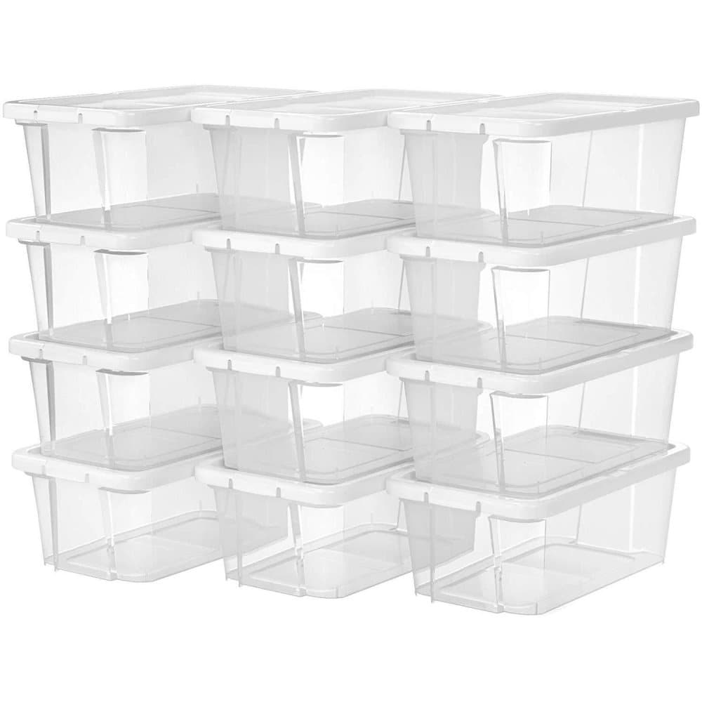 Rootz Skolåda - Set med 12 - Transparent förvaringslåda - Plastlock - 35 x 20 x 12,5 cm