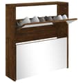 Miniatyrbillede 2 af 9: vidaXL skoskab med spejl 2 hylder 63x17x67 cm røget egetræ