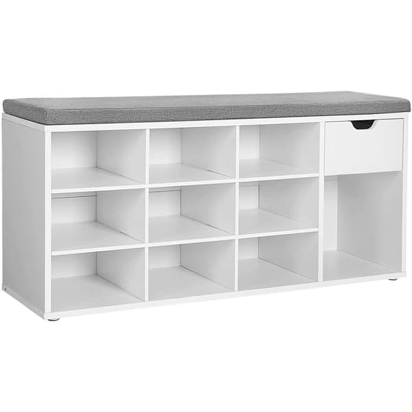 Skobænk - skostativ med bænk - hvid grå - 104x30x48cm