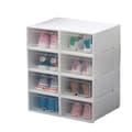Miniatyrbild 1 av 3: 6st 34x24x14cm transparent plast skolåda, förtjockad stapelbar dammtät vit skoskåp