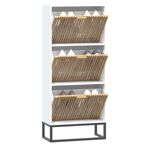 vidaXL Skoskåp vit 52x25x120 cm konstruerat trä