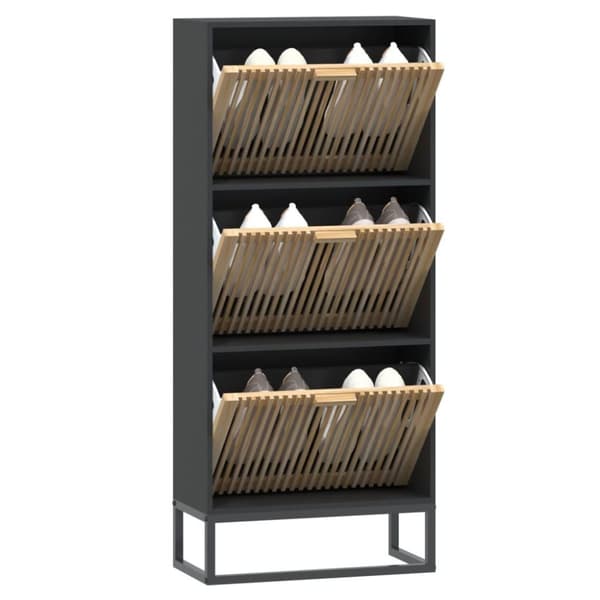 vidaXL Skoskap svart 52x25x120 cm konstruert tre