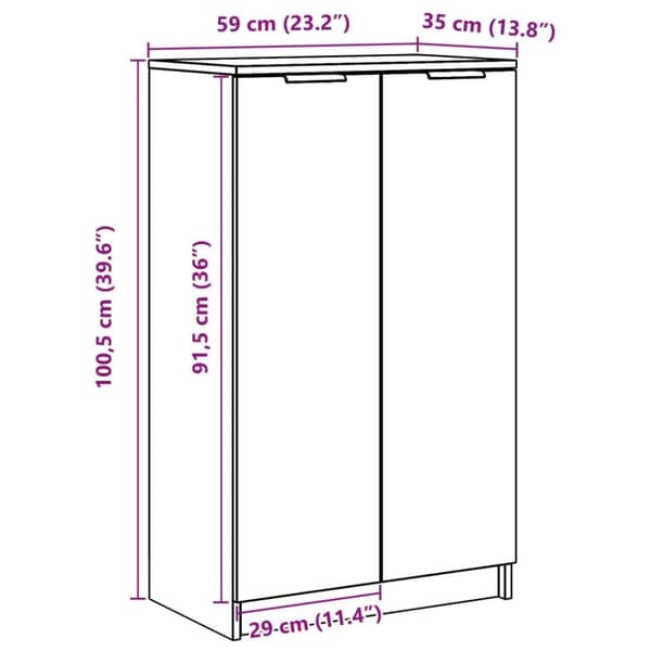 vidaXL Skoskåp svart 59x35x100 cm konstruerat trä