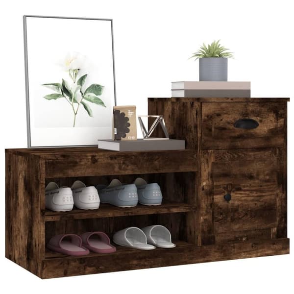 vidaXL Kenkäkaappi savutammi 100x42x60 cm tekninen puu