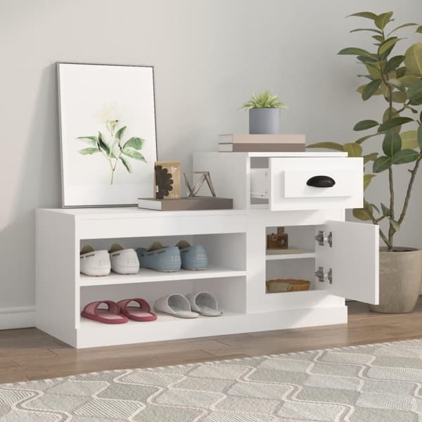 vidaXL Skoskap hvit 100x42x60 cm konstruert tre