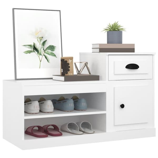 vidaXL Skoskap hvit 100x42x60 cm konstruert tre