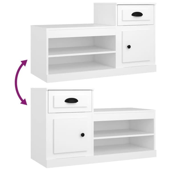 vidaXL Skoskap hvit 100x42x60 cm konstruert tre