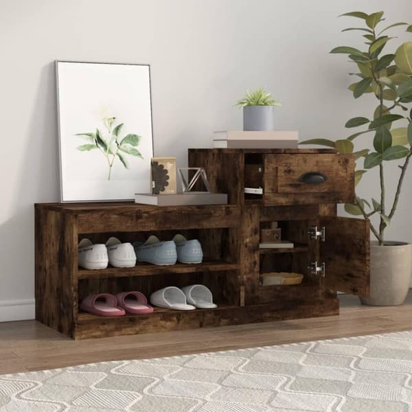 vidaXL Skoskap røkt eik 100x42x60 cm konstruert tre