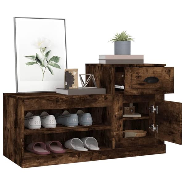 vidaXL Skoskap røkt eik 100x42x60 cm konstruert tre