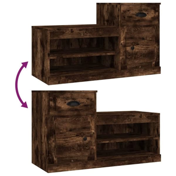 vidaXL Skoskap røkt eik 100x42x60 cm konstruert tre