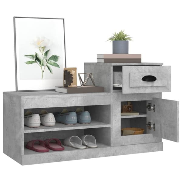 vidaXL Skoskåp betonggrå 100x42x60 cm konstruerat trä