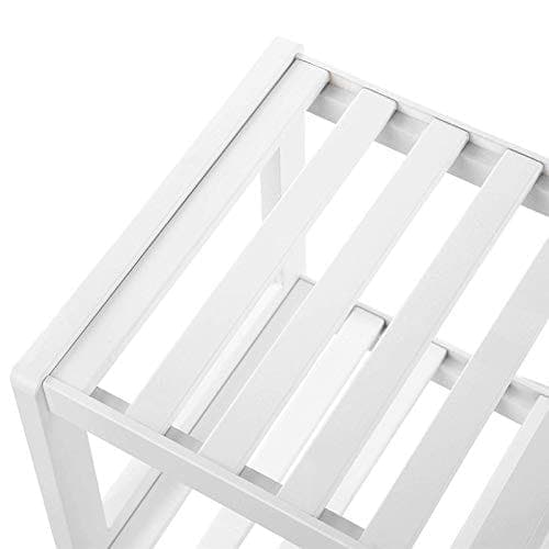 Songmics Natural Bambus 2-lags skostativ, hylde til sko planter bøger, hvid