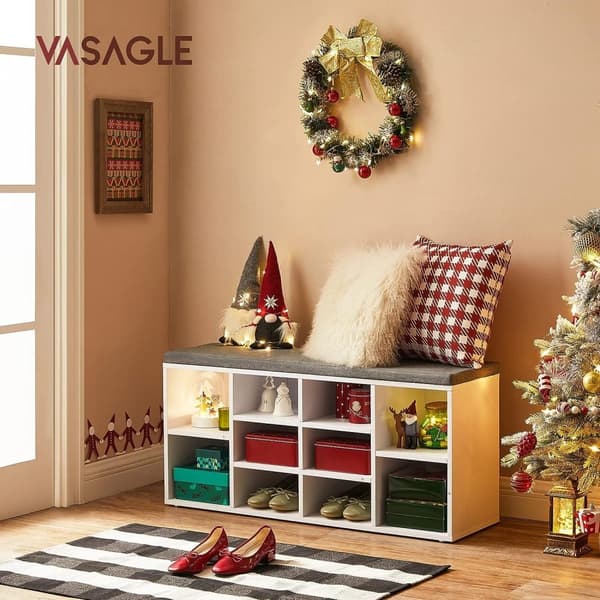 Vasagle skobänk, 3-ters sko rack, 11,8 x 28,7 x 17,7 tum skohylla förvaringsbänk, brun