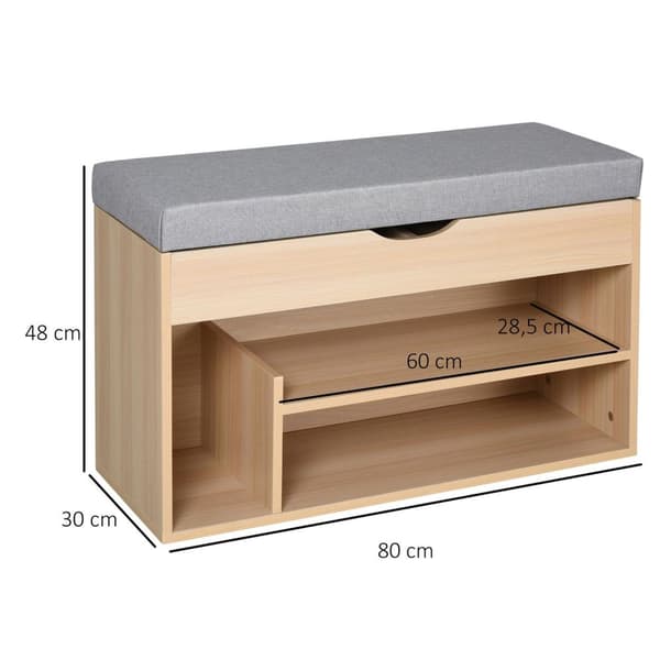 Rootz-kenkäpenkki - Luonnollinen, Harmaa - Lastulevy, Mdf, Vaahtomuovi - 31,49 cm x 11,81 cm x 18,89 cm