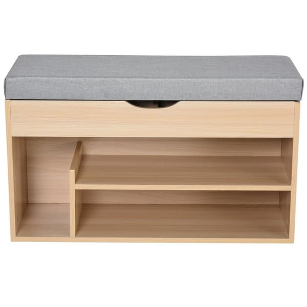 Rootz-kenkäpenkki - Luonnollinen, Harmaa - Lastulevy, Mdf, Vaahtomuovi - 31,49 cm x 11,81 cm x 18,89 cm