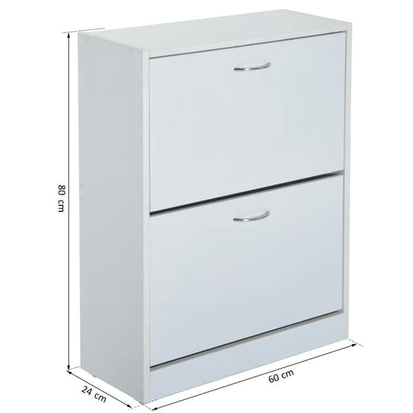 Rootz-kenkäkaappi - Kengänjärjestin - Kengänjärjestin - 2 läppää - 10-12 paria kenkiä - Kiinnityslevyt - Valkoinen - Käsitelty puu - 60 x 24 x 80 cm